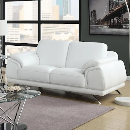 Contemporary Top Grain Leather Loveseat